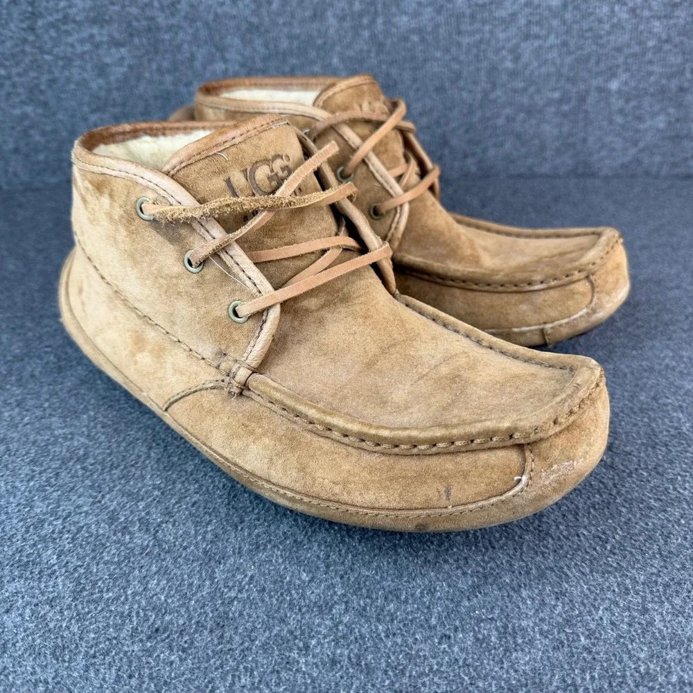 UGG Australia Mens Size 8 Chestnut Suede Shearling Chukka‎ Boots Moccasins Tan